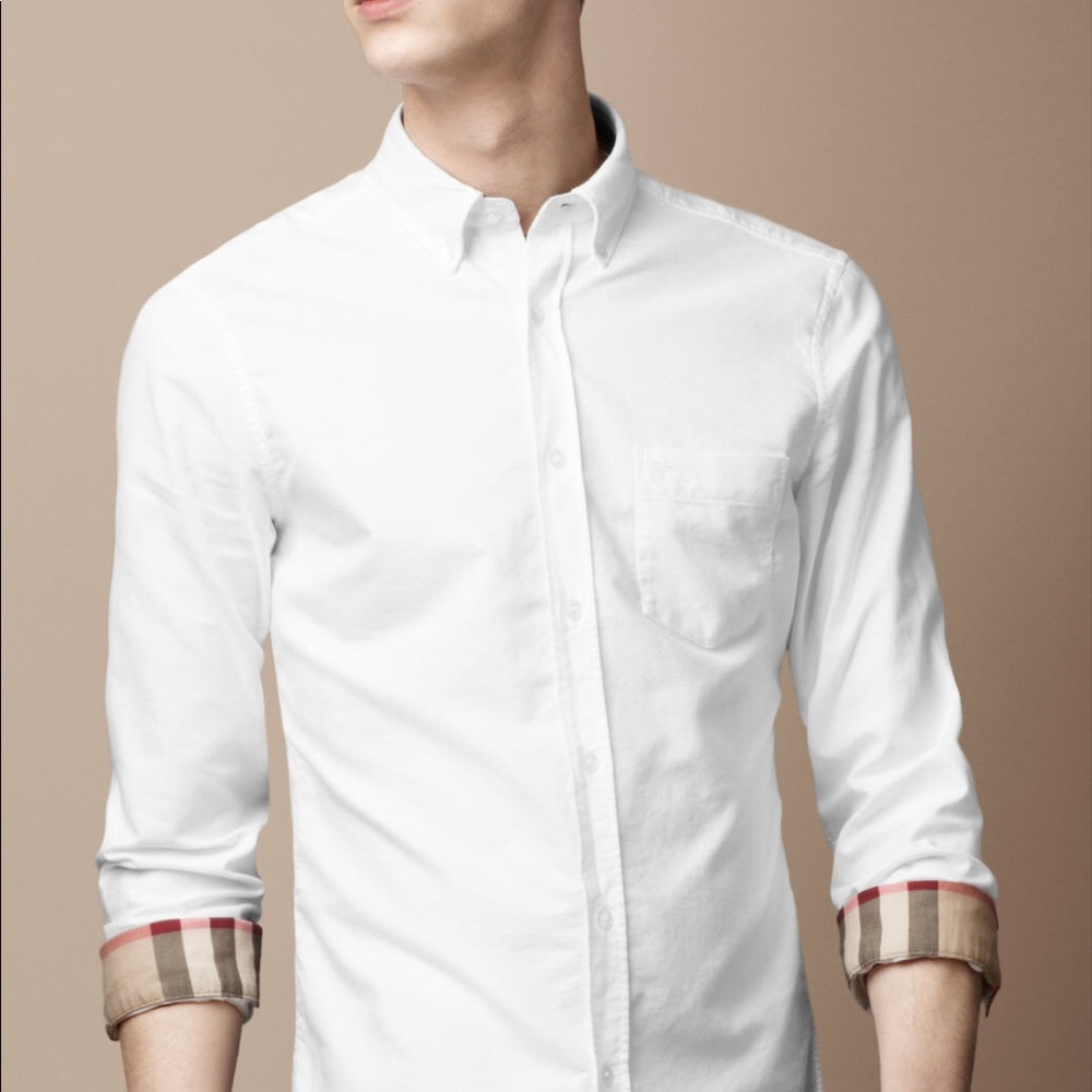 Burberry Men’s Stretch Cotton Shirt  White